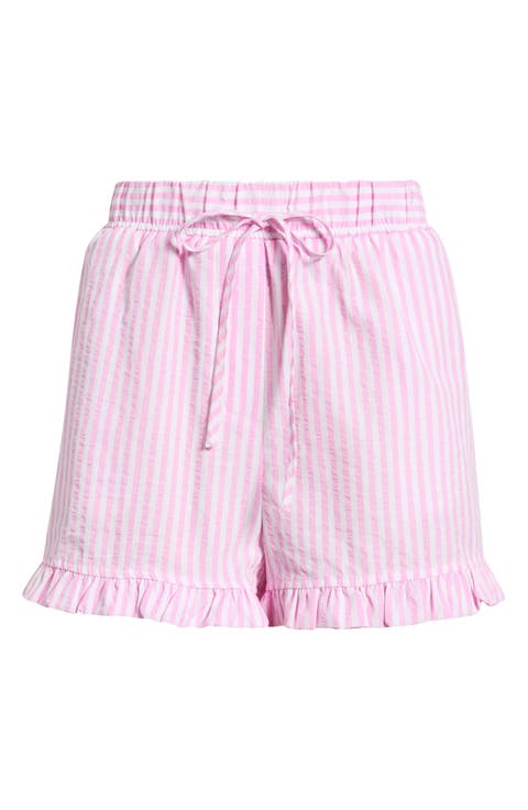 Stripe Ruffle Hem Shorts
