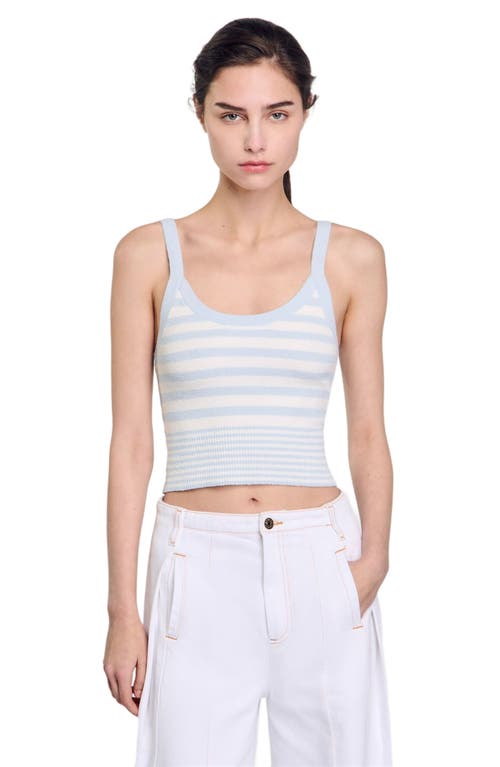 Sandro Bordeaux Striped Knit Tank Top In Sky Blue