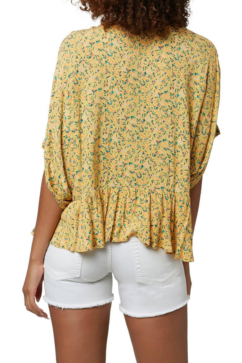 Wynde Flounce Hem Floral Woven Top, Alternate, color, MIMOSA