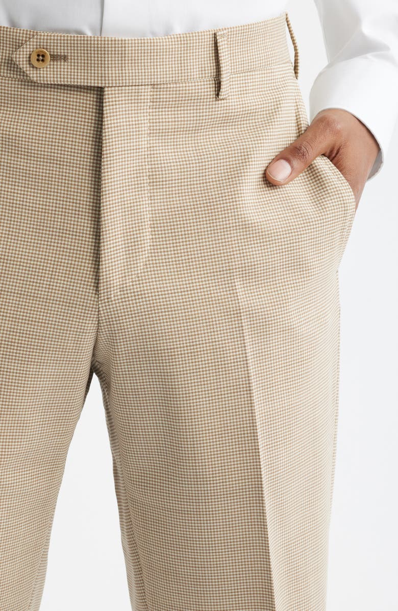 Zanella Devon Flat Front Plaid Wool Dress Pants, Alternate, color, Khaki