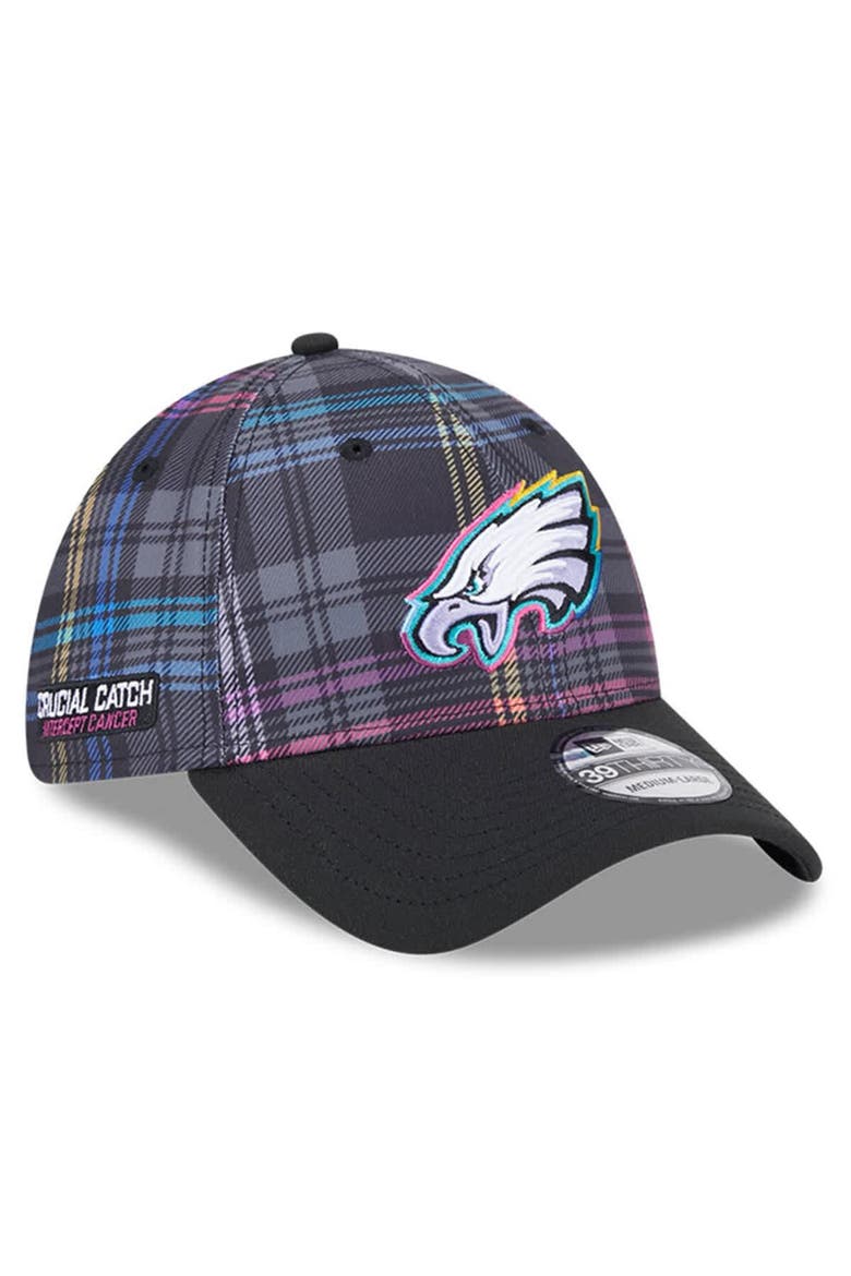 Men's New Era Black Philadelphia Eagles 2024 NFL Crucial Catch Plaid 39THIRTY Flex Hat, Main, color, Black