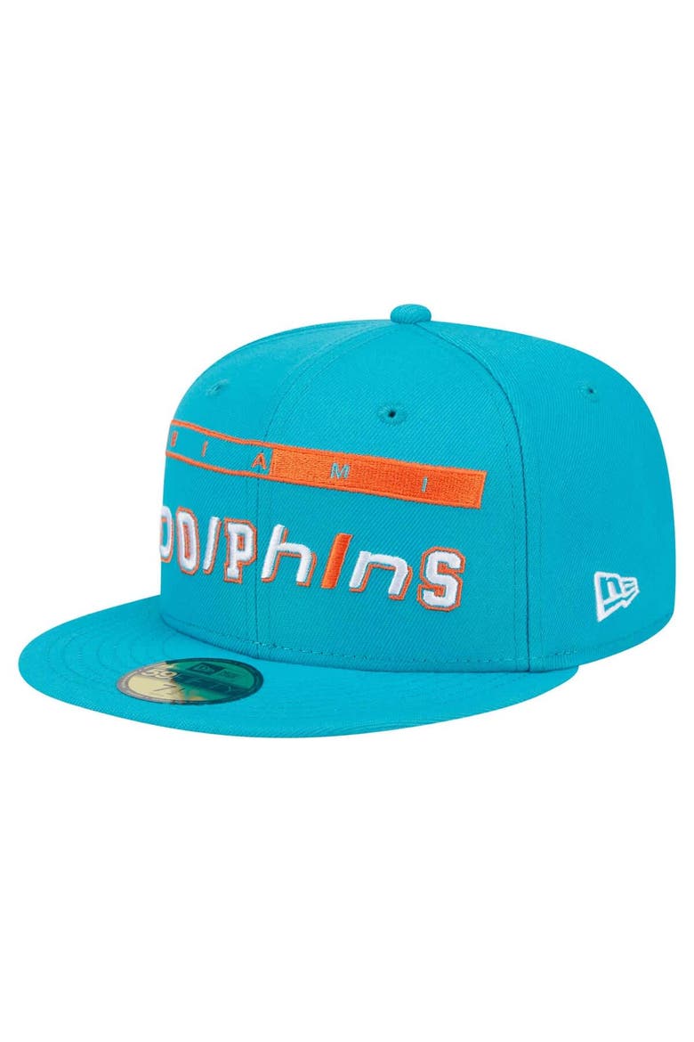 Men's New Era Aqua Miami Dolphins Ransom 59FIFTY Fitted Hat, Main, color, Aqua