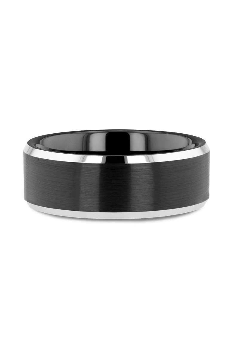 Aston Brushed Center Tungsten Wedding Band, Alternate, color, 7mm