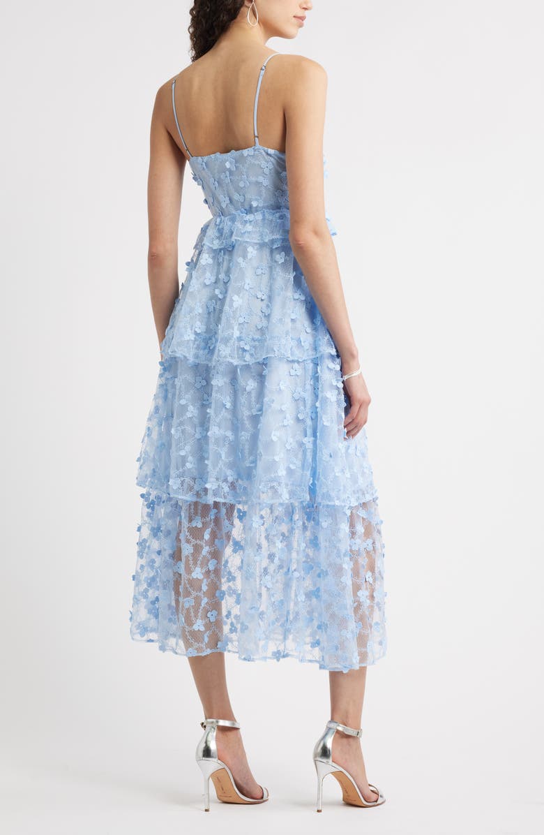 Chelsea28 3D Floral Embroidered Lace Midi Cocktail Dress, Alternate, color, Blue Windsurfer