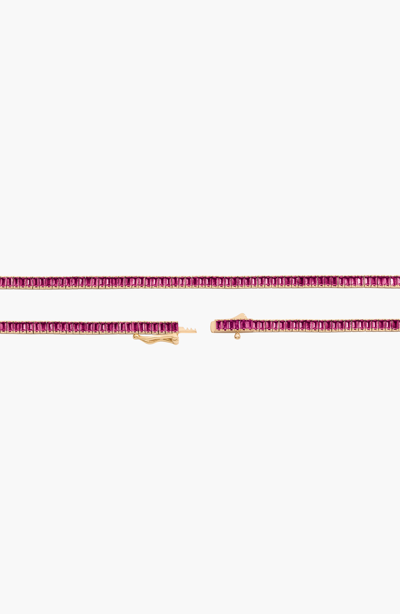 Aurate New York Lab Grown Red Ruby Baguette Tennis Necklace, Alternate, color, Red Ruby