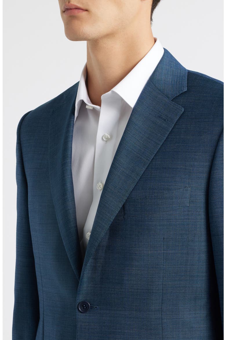 Siena Regular Fit Dark Green Denim Effect Wool Suit, Alternate, color, DARK GREEN