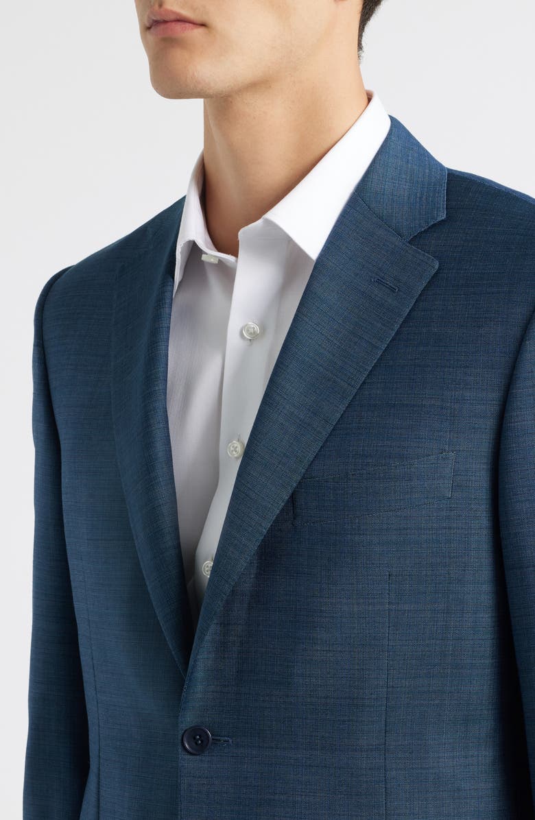 Canali Siena Regular Fit Dark Green Denim Effect Wool Suit, Alternate, color, Dark Green