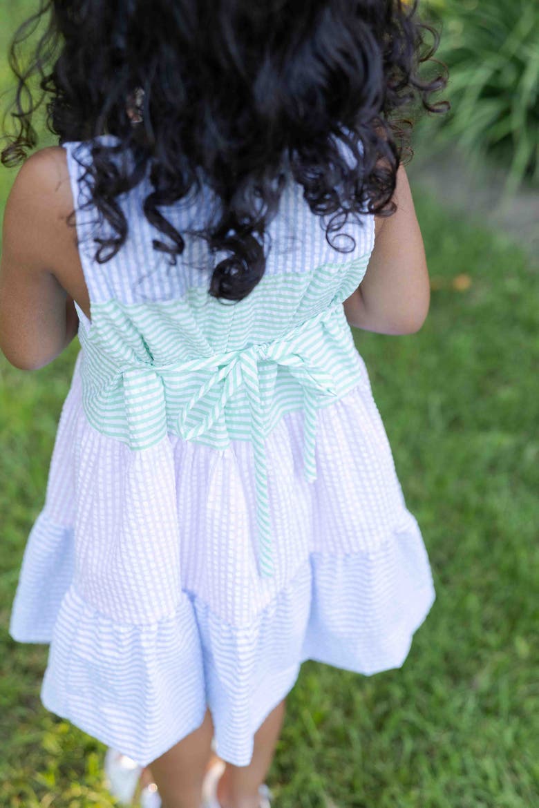 Seersucker Dress With Tulips, Alternate, color, Multi