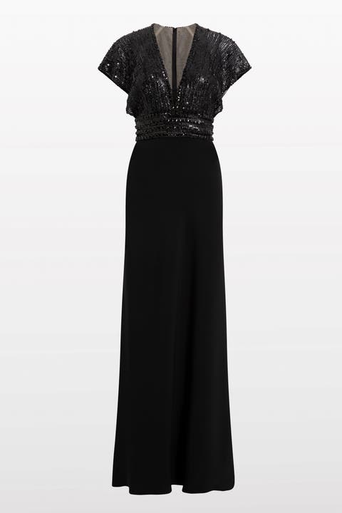 Cary Sequin V-Neck Maxi Dress