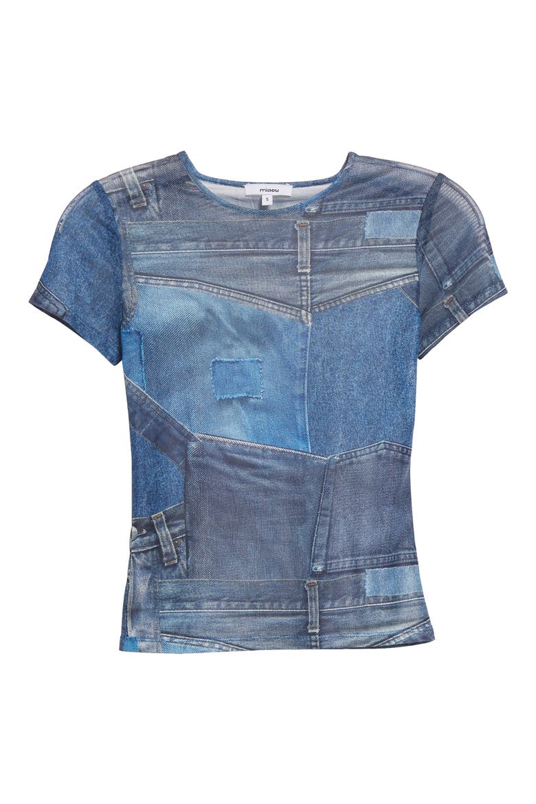 Trompe l'Oeil Mesh Baby Tee, Alternate, color, DENIM