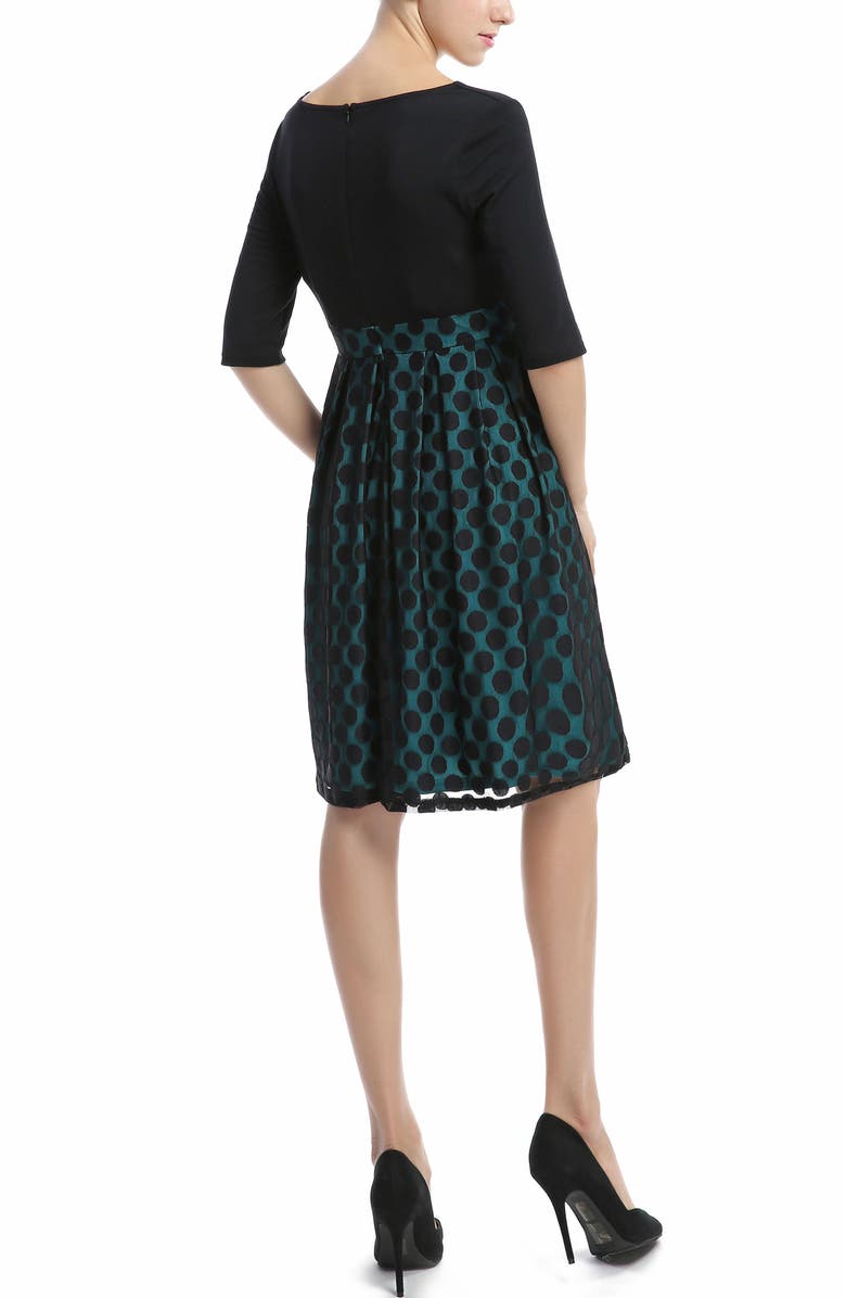 Kimi & Kai Giana Polka Dot Maternity Dress, Alternate, color, Black Teal