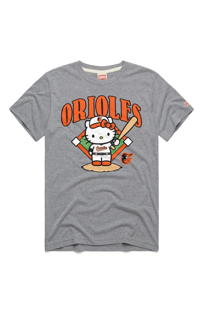 Homage Unisex Homage Gray Baltimore Orioles Hello Kitty Tri-Blend T-Shirt, Main, color, Gray