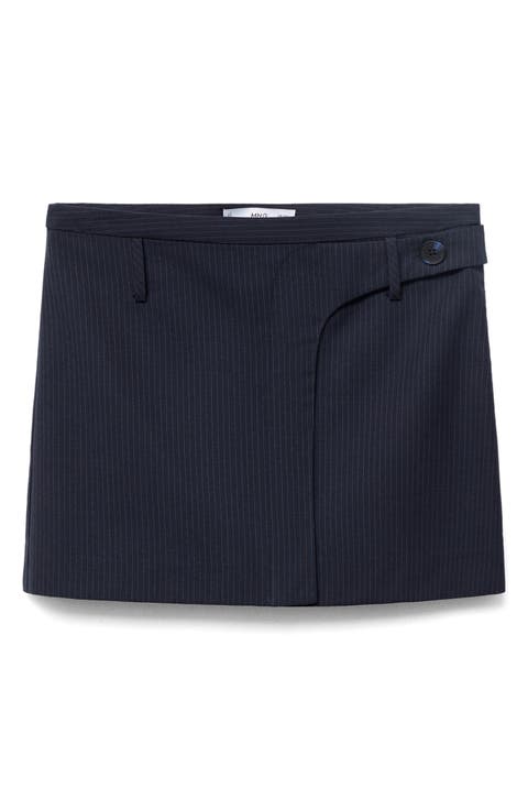 Pinstripe Wrap Front Miniskirt