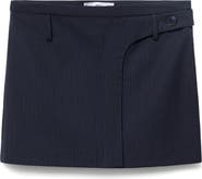 MANGO Pinstripe Wrap Front Miniskirt