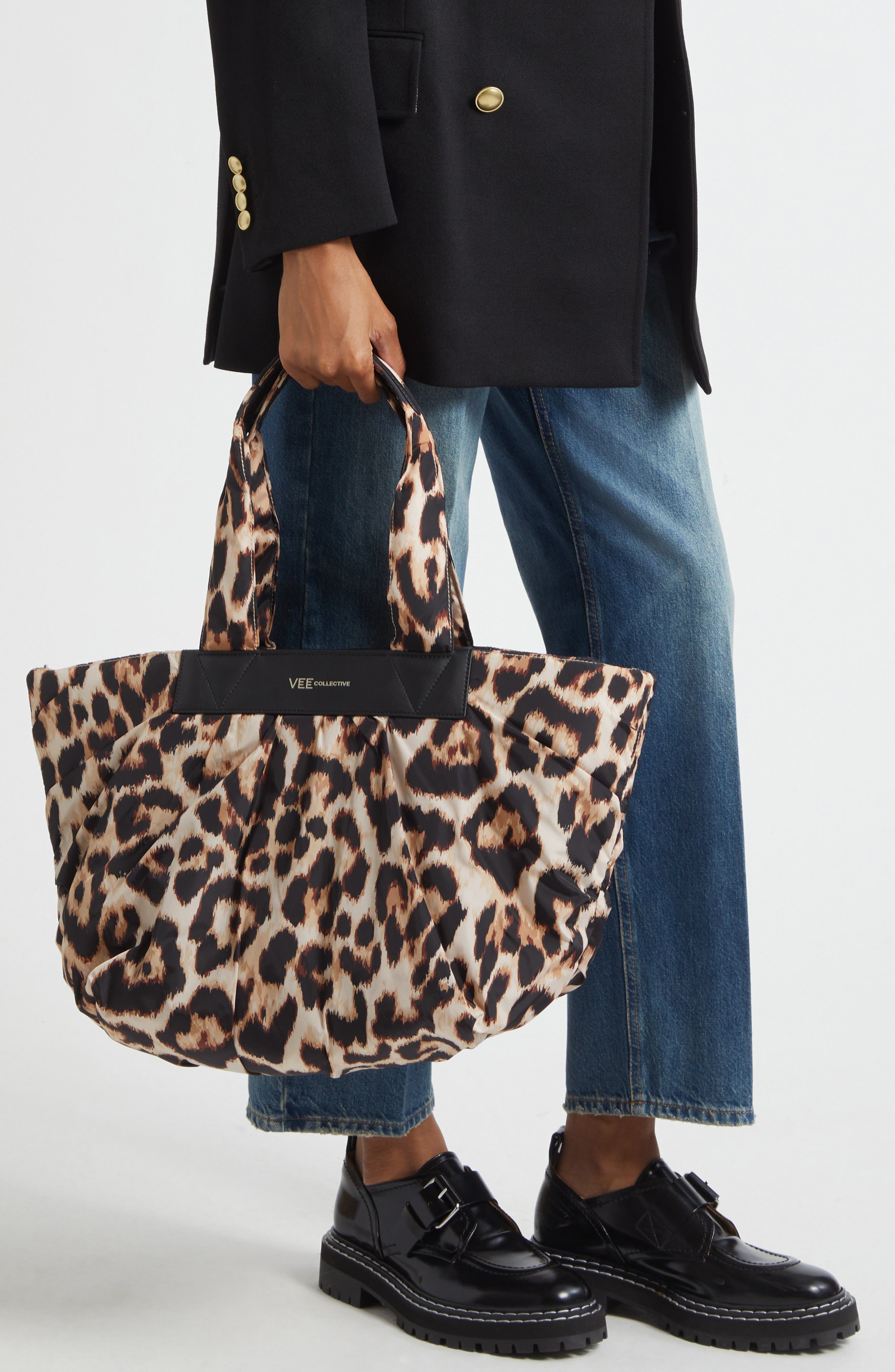 VeeCollective Mini Caba Leopard Print Recycled Polyester Tote, Alternate, color, Leopard Multi