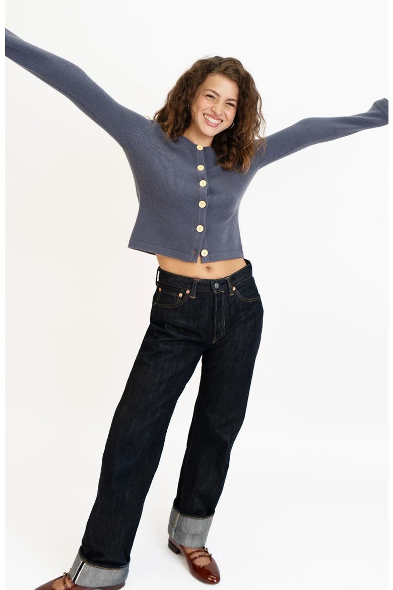 Long Sleeve Cashmere Cardigan, Alternate, color, Blue