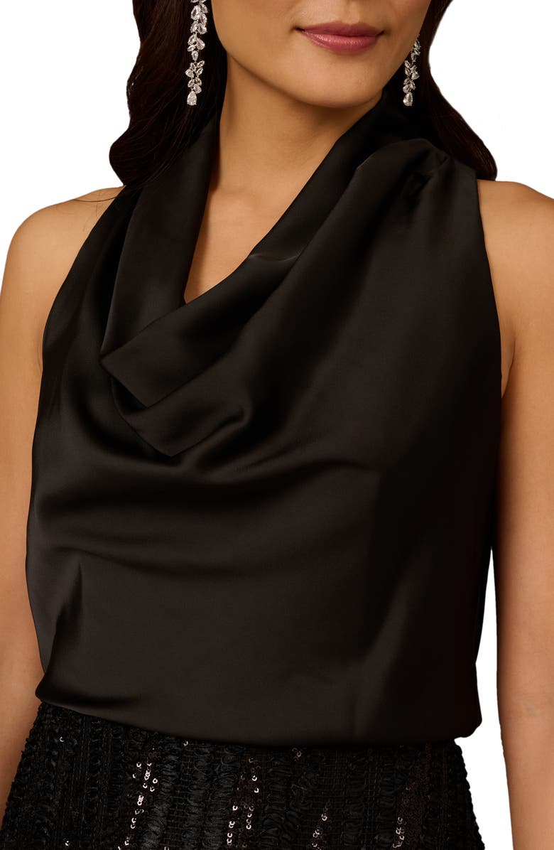 Aidan Mattox 3D Embroidered Sleeveless Cocktail Dress, Alternate, color, Black