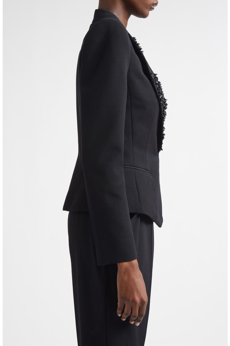 Crystal Zebra Stripe Wool Grain de Poudre Jacket, Alternate, color, BLACK/ BLACK