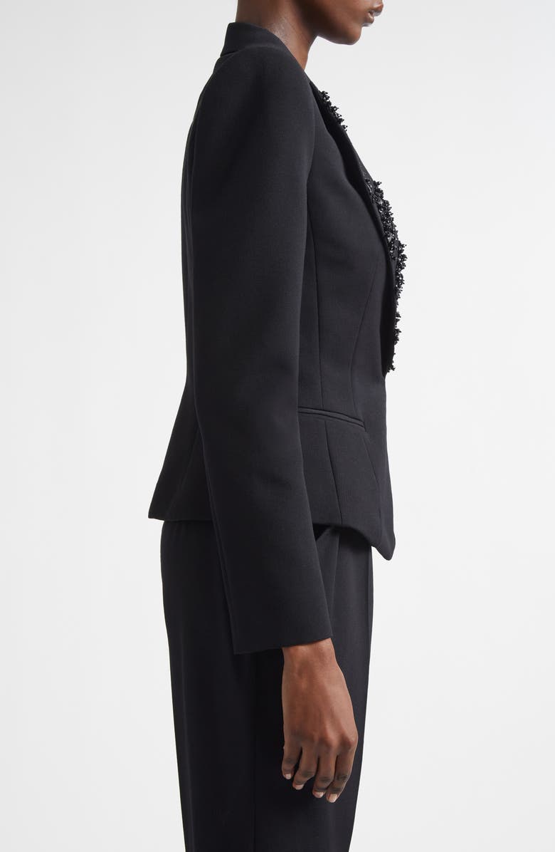 Balmain Crystal Zebra Stripe Wool Grain de Poudre Jacket, Alternate, color, Black/ Black