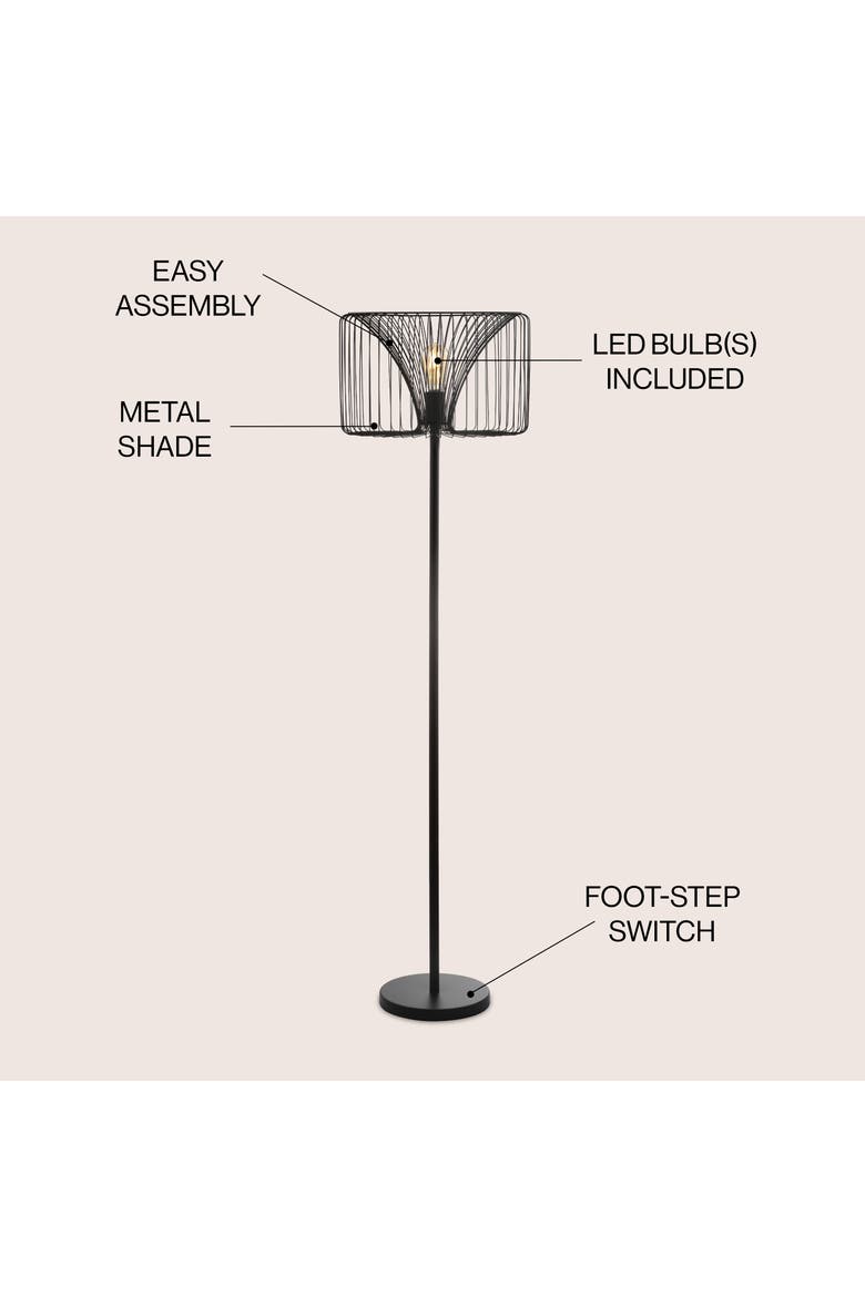 Gridley 61" Metal LED Floor Lamp, Black, Alternate, color, Black