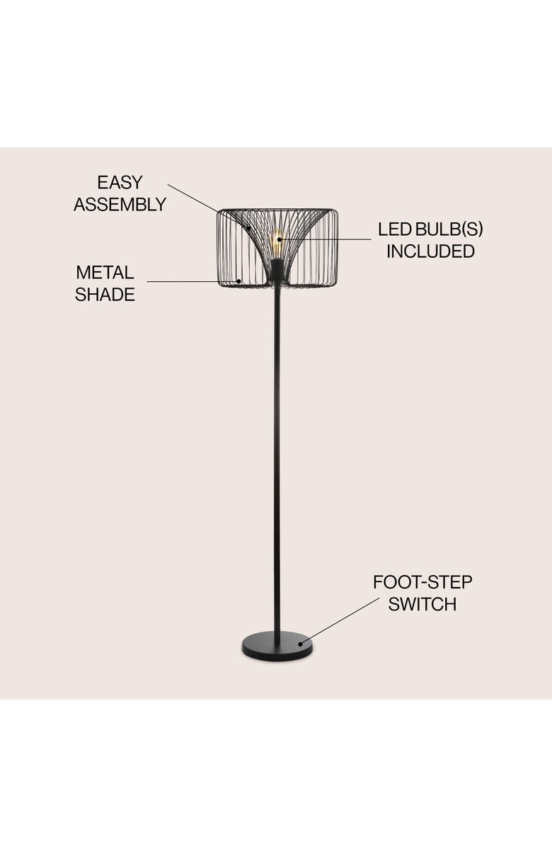 JONATHAN Y Gridley 61" Metal LED Floor Lamp, Black, Alternate, color, Black