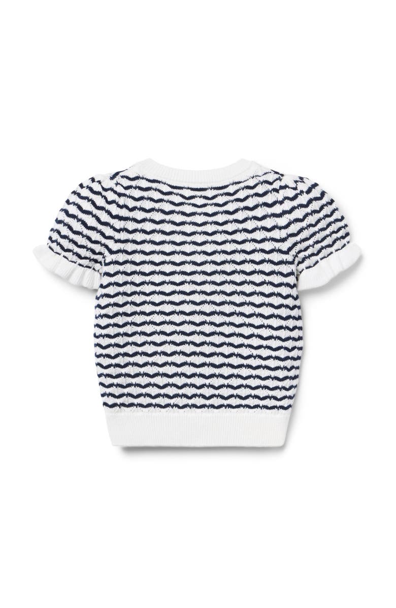 Janie and Jack Wavy Striped Pointelle Sweater Top, Alternate, color, White
