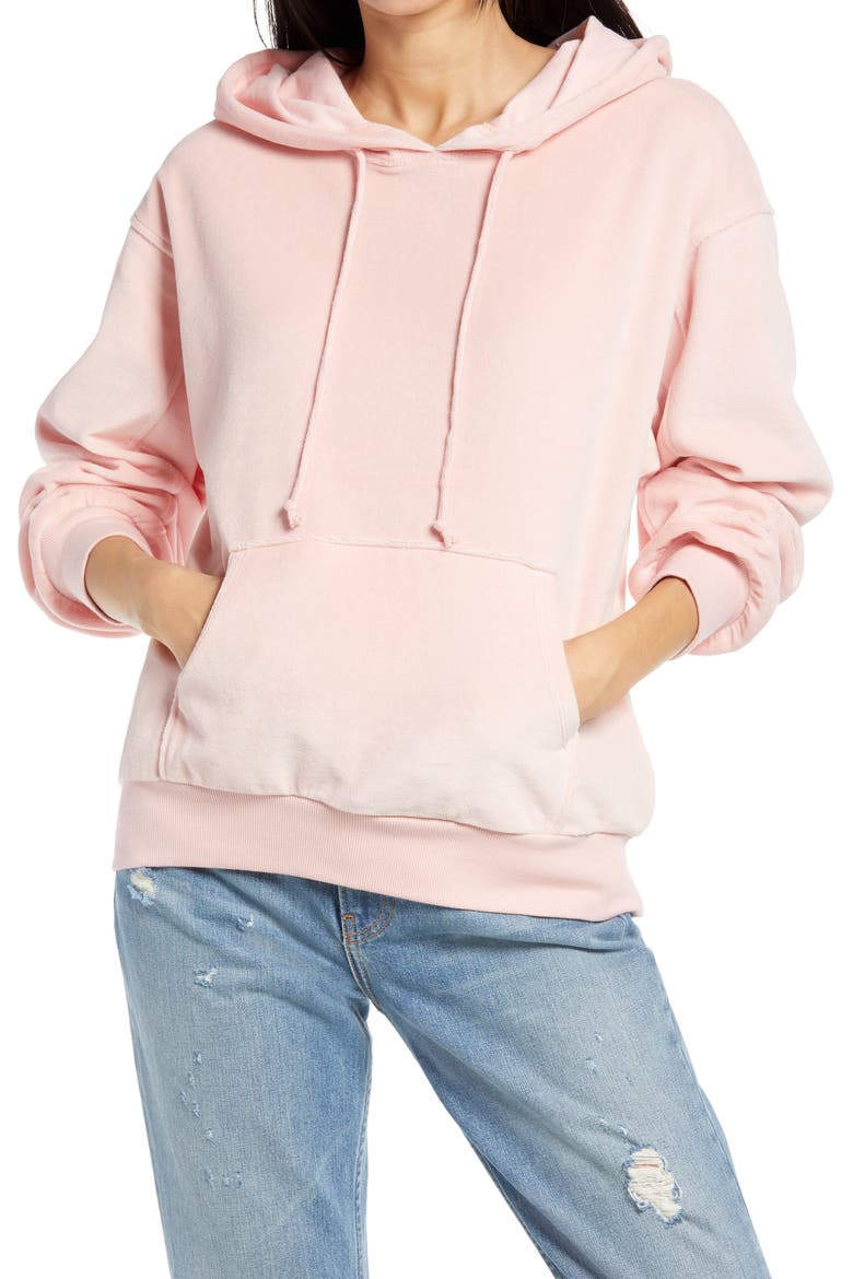 Velour Treatment Hoodie, Main, color, PINK PEACHSKIN