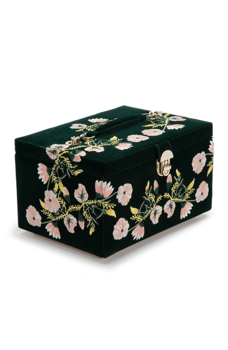 WOLF Zoe Medium Jewelry Box, Alternate, color, Forest Green