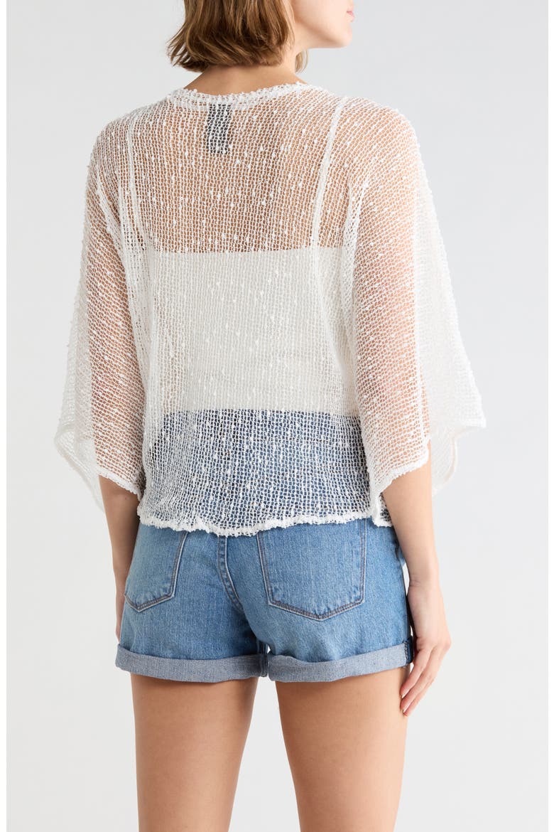 Cropped Popcorn Knit Tie Front Wrap, Alternate, color, WHITE