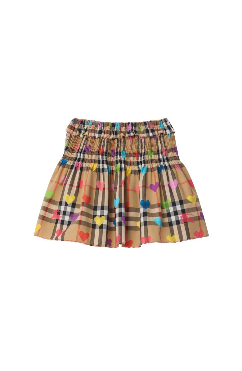 Burberry Heart Check Cotton Skirt, Main, color, Sand Beige