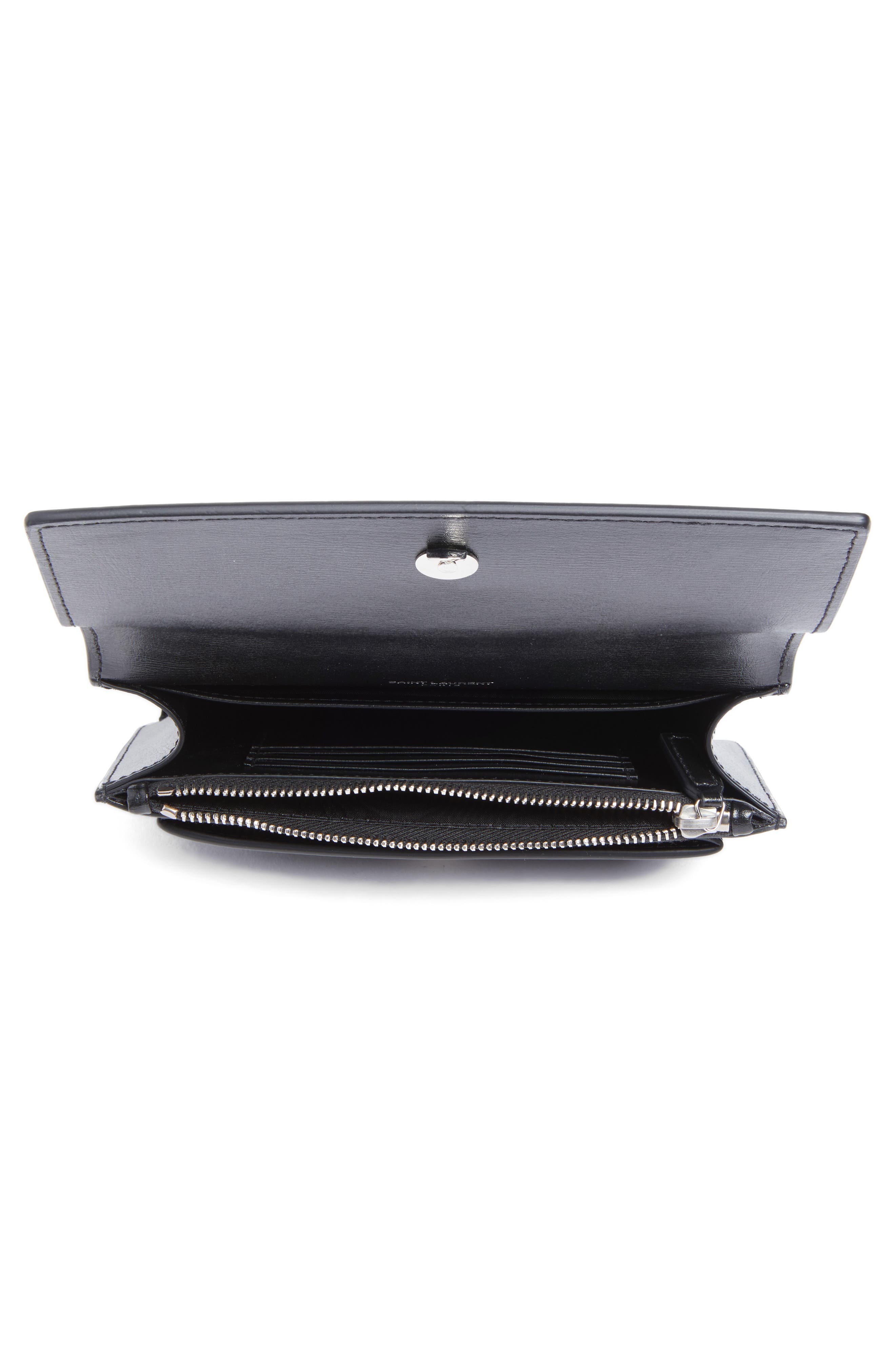 Sunset Leather Wallet on a Chain, Alternate, color, NOIR