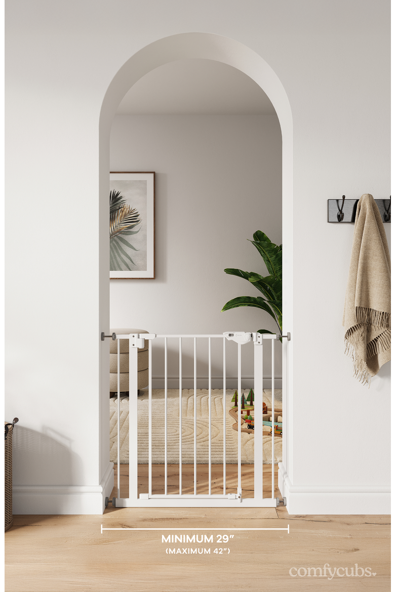 Baby Safety Gate with 3 Extensions, Alternate, color, White