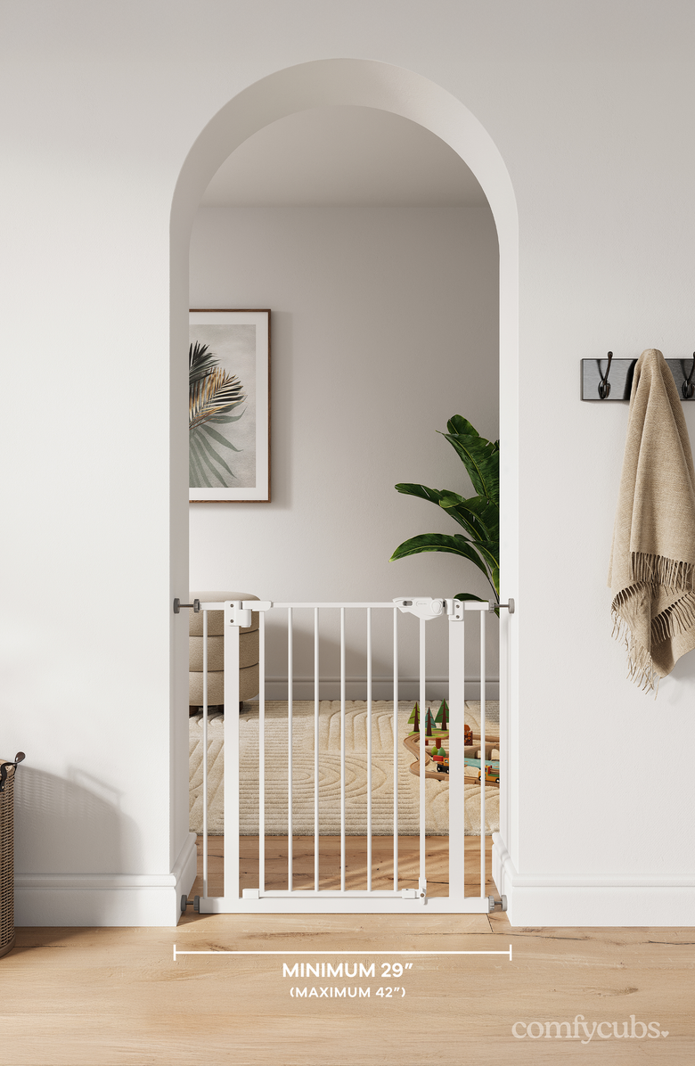 Comfy Cubs Baby Safety Gate with 3 Extensions, Alternate, color, White