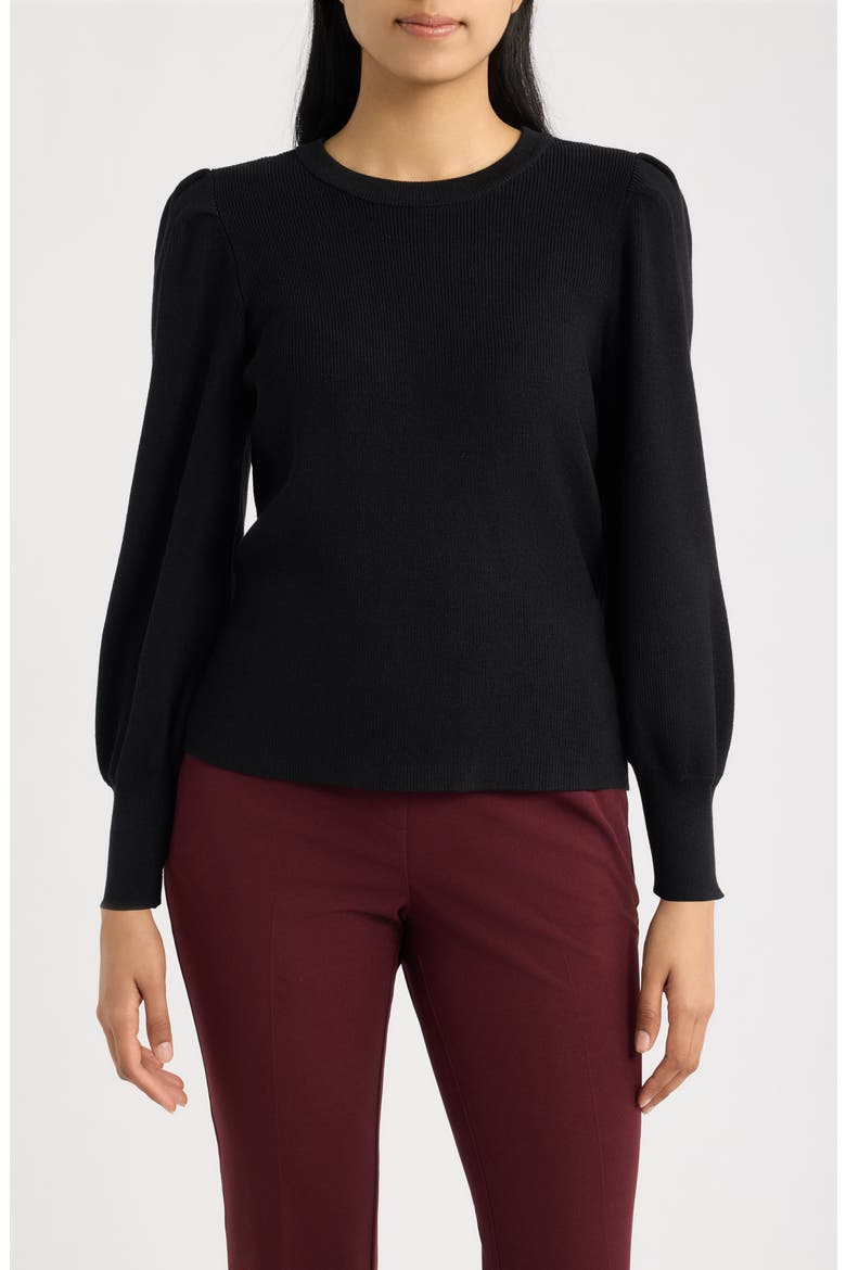 Puff Shoulder Sweater, Main, color, ANNE BLACK