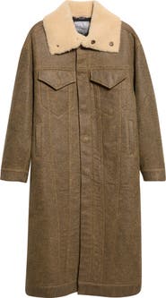 R13 Kat Shearling Collar Trucker Coat