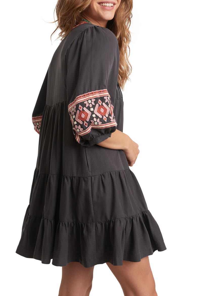 Olema Embroidered Minidress, Alternate, color, BLACK EMBROIDERY