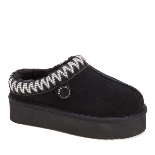 DEARFOAMS Fireside Queenstown Genuine Shearling Clog With Embroidery in Black 
