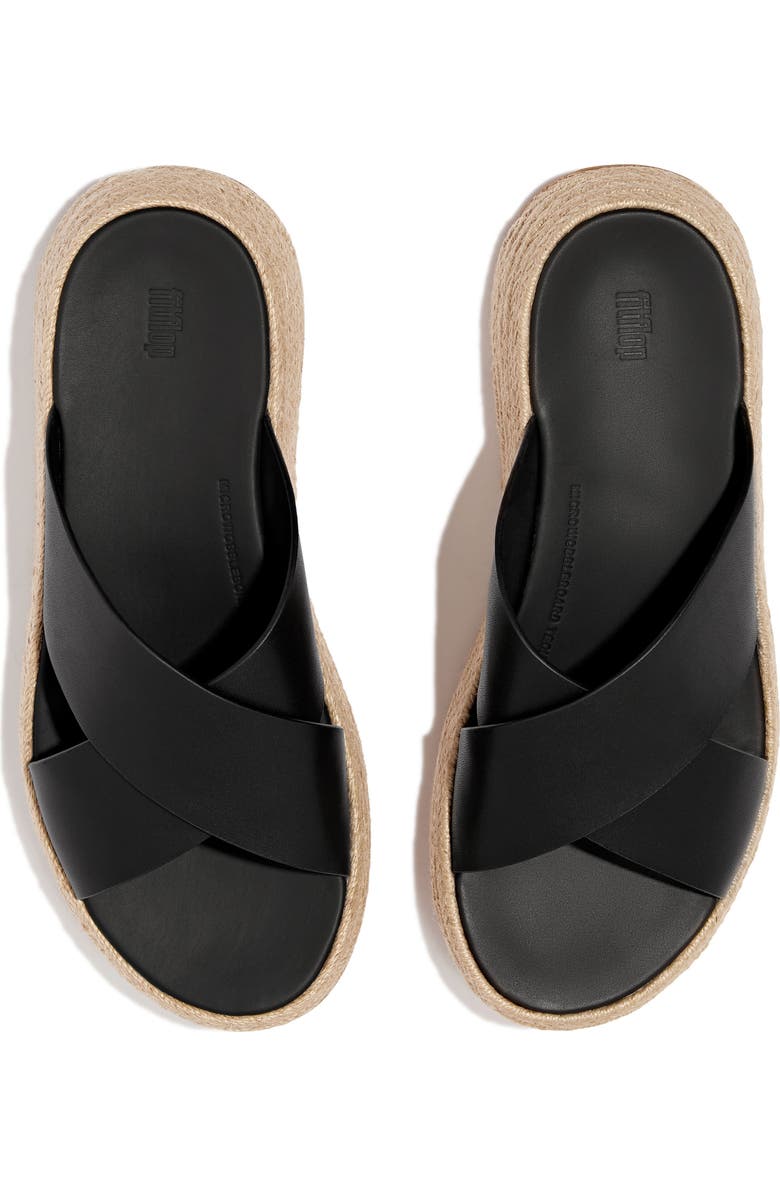 FitFlop F-Mode Espadrille Platform Slide Sandal, Alternate, color, Black