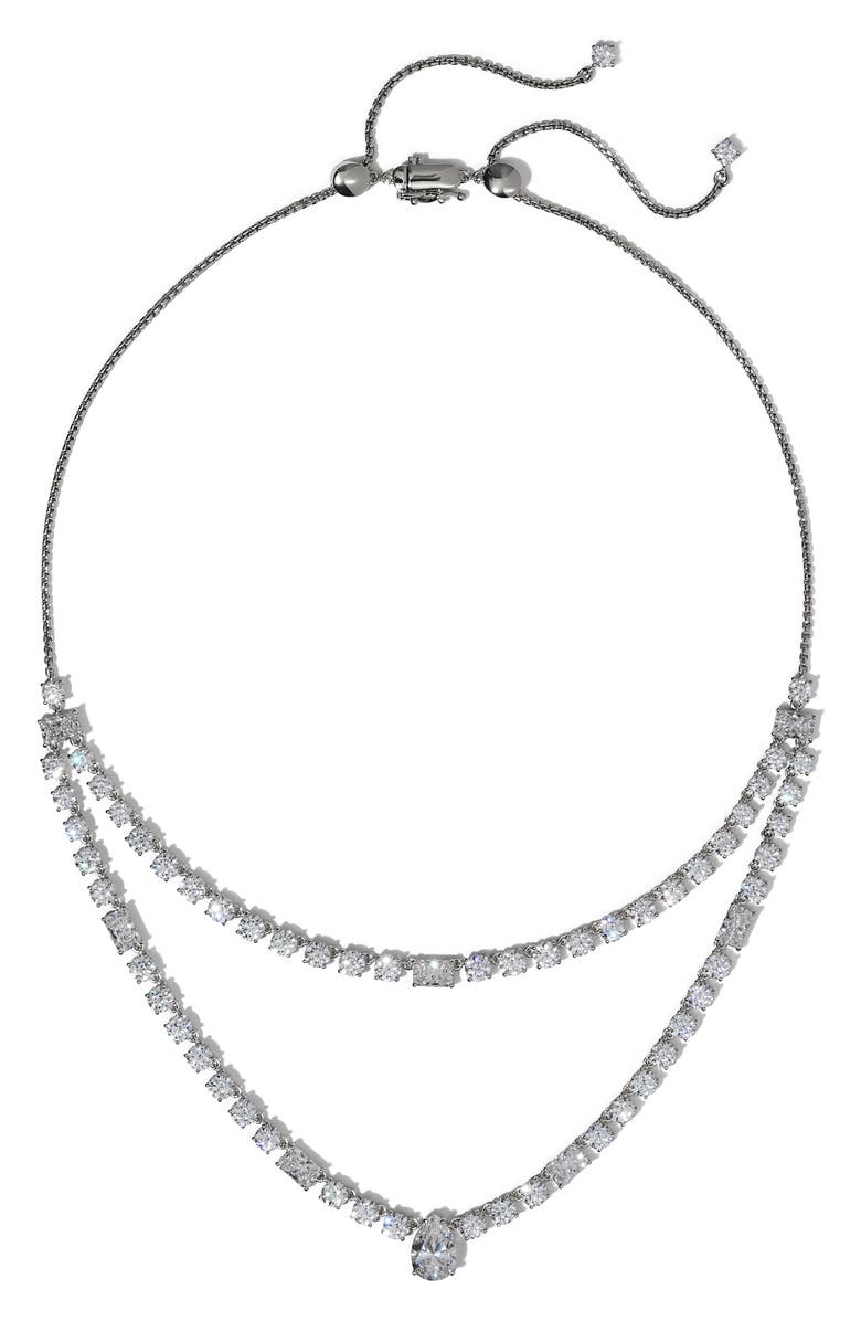 Nadri Everleigh Cubic Zirconia Collar Necklace, Main, color, Rhodium