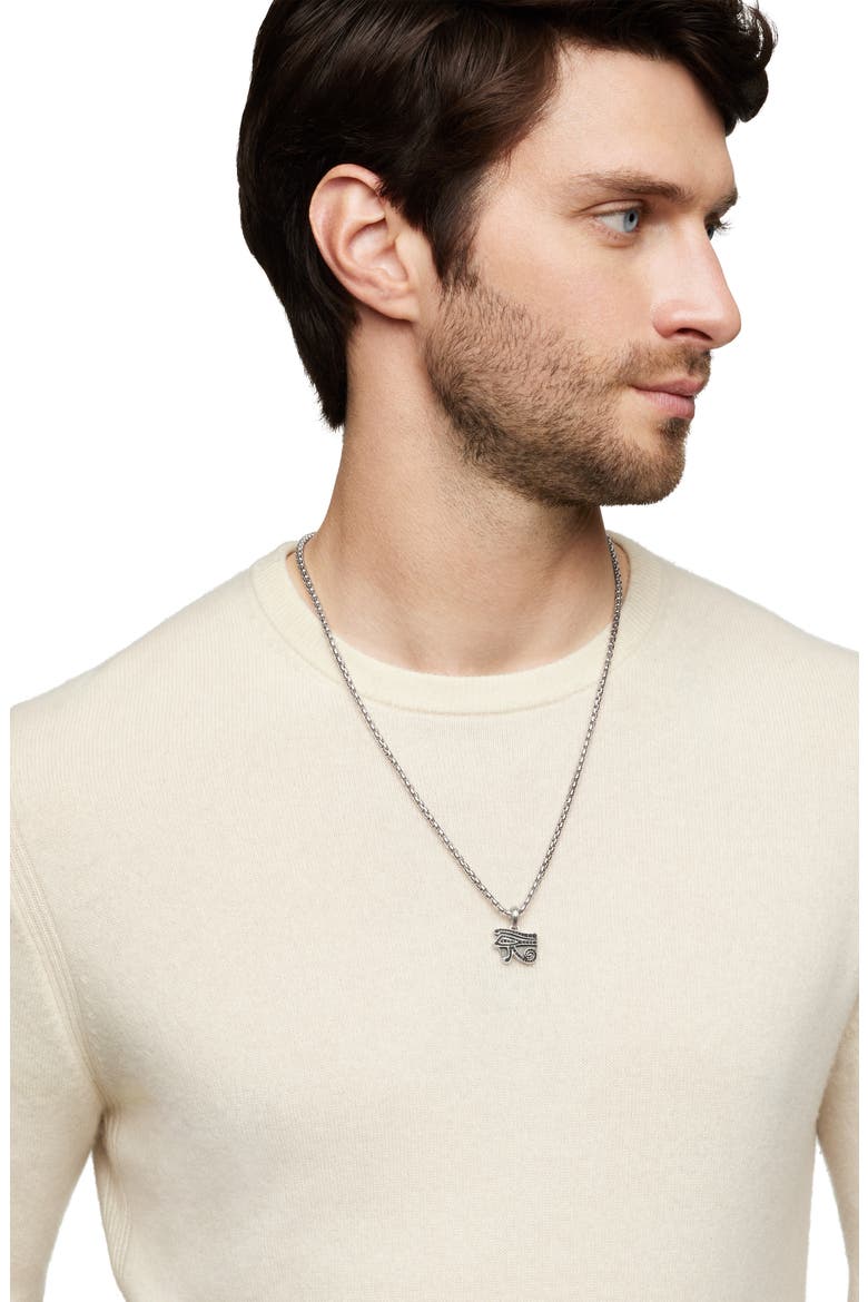 Cairo Eye of Horus Amulet with Pavé Black Diamonds, Alternate, color, STERLING SILVER