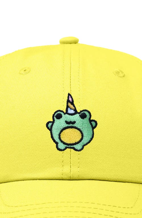 Dalix Froggy Unicorn Embroidered Cap In Yellow