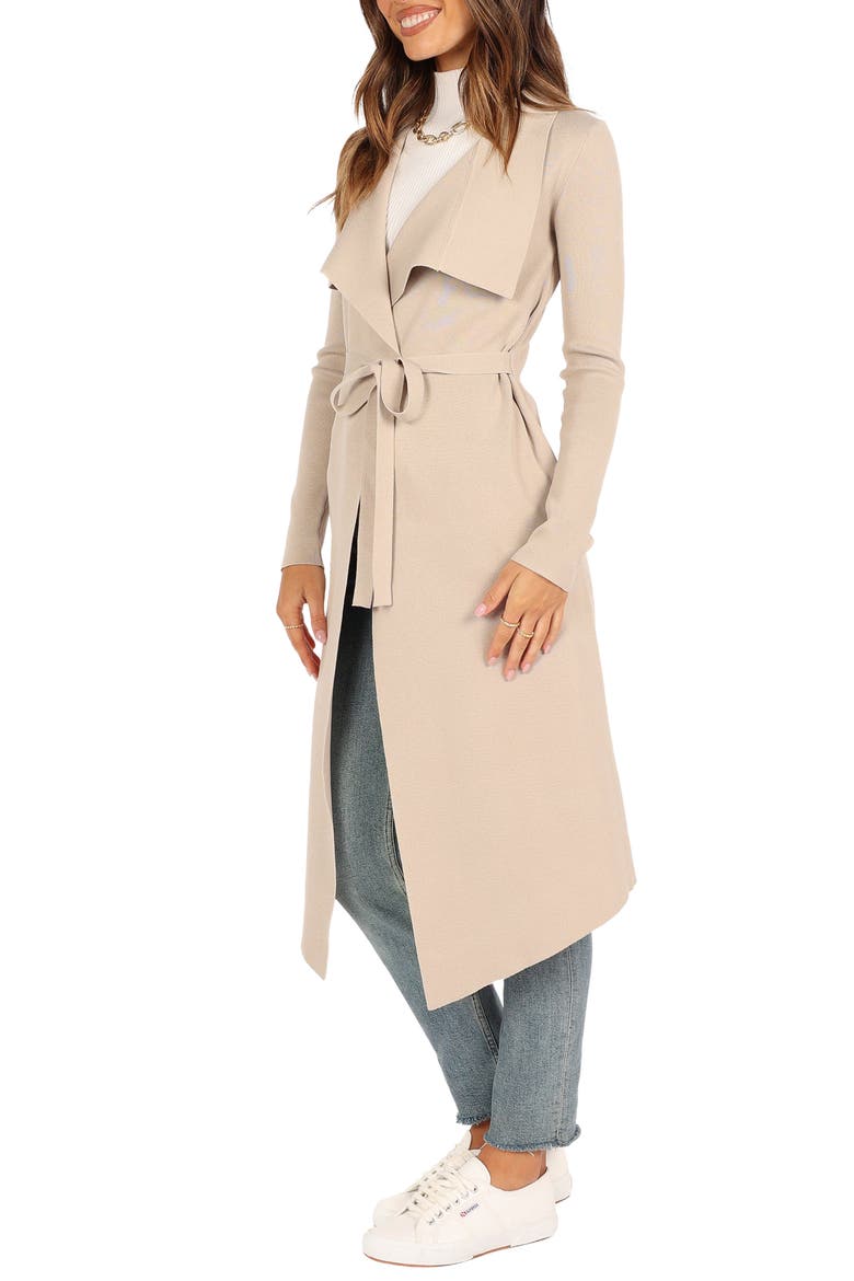 Audrina Tie Front Longline Cardigan, Alternate, color, STONE