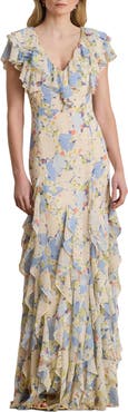 Lauren Ralph Lauren Floral Ruffle Gown
