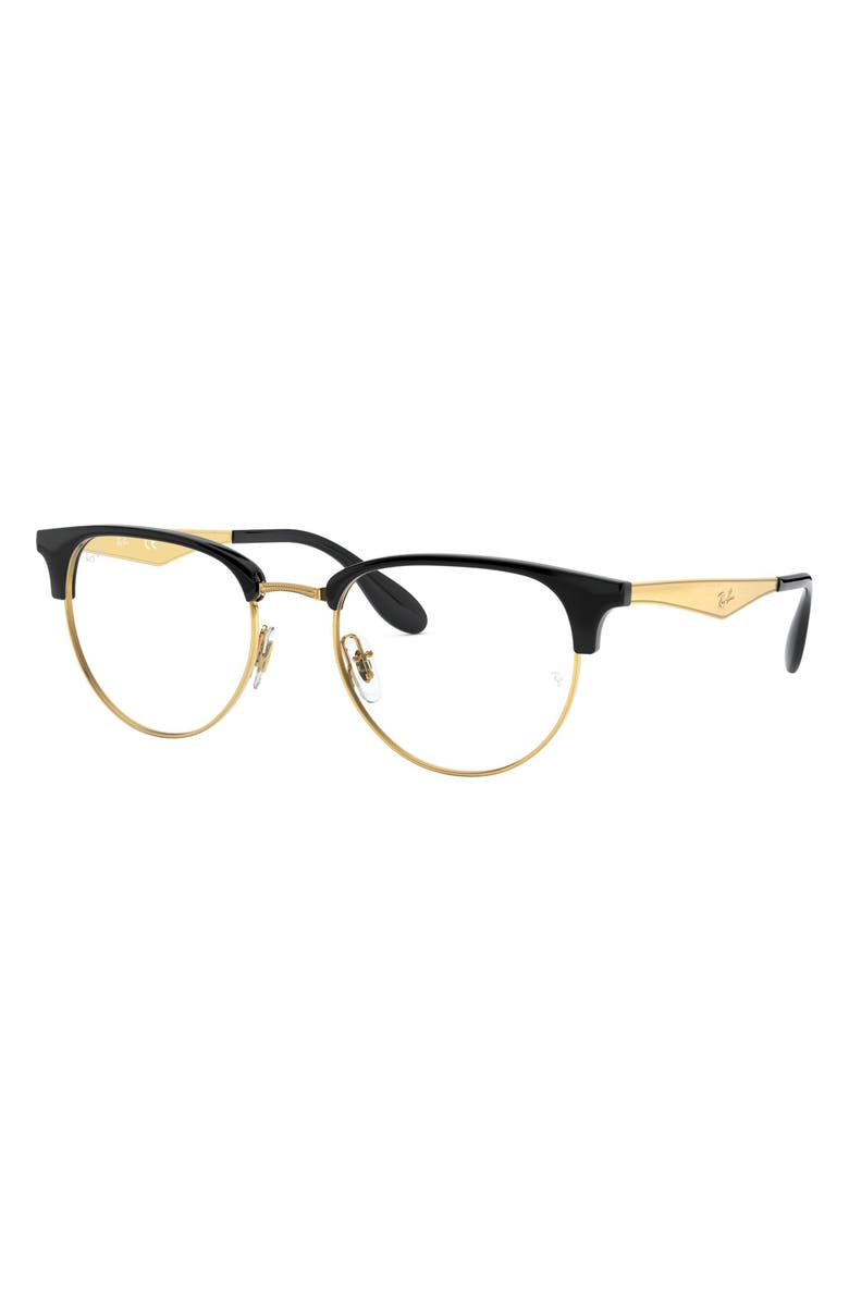 Ray-Ban 53mm Square Optical Glasses, Alternate, color, Black/ Gold