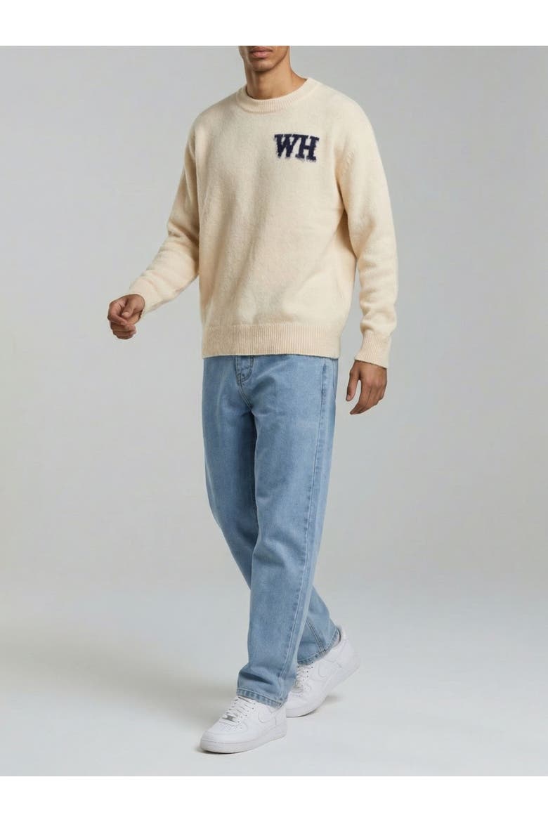 Crew Neck Logo Sweater, Alternate, color, Cream