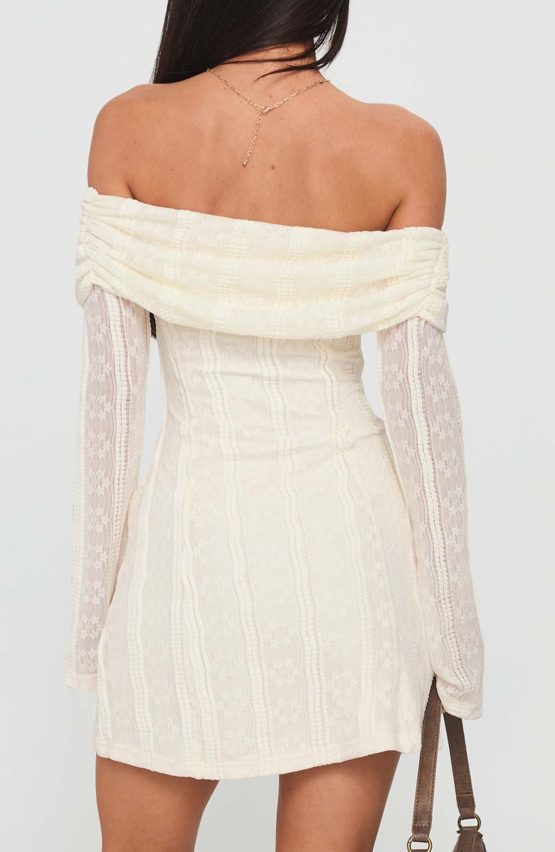 Princess Polly Colettie Off the Shoulder Long Sleeve Minidress, Alternate, color, Cream