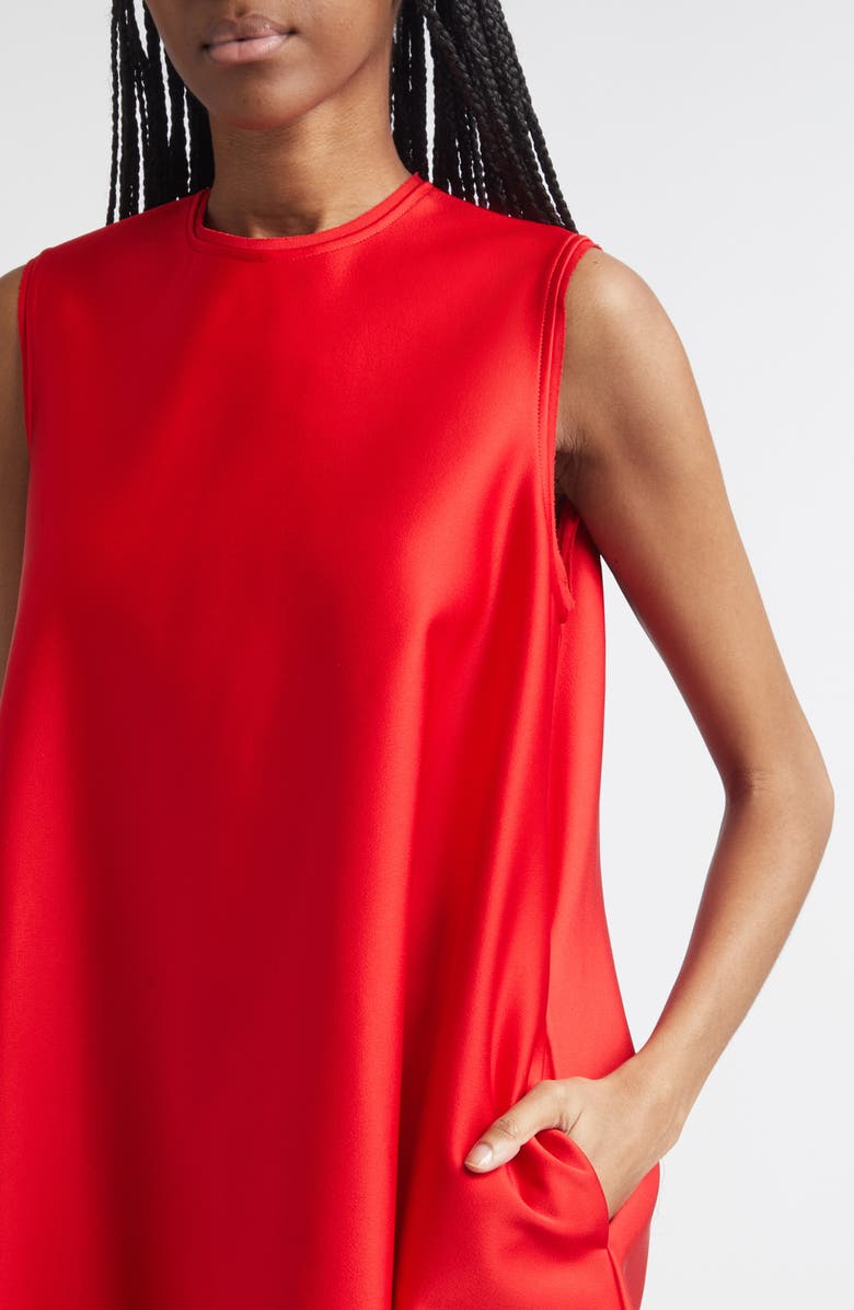 Stella McCartney Crepe Back Satin Trapeze Minidress, Alternate, color, Lipstick Red