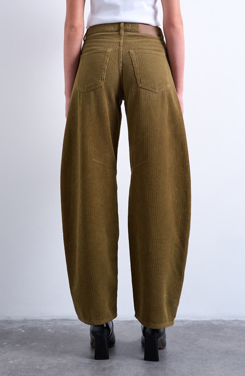 Topshop High Waist Barrel Corduroy Jeans, Alternate, color, Tan