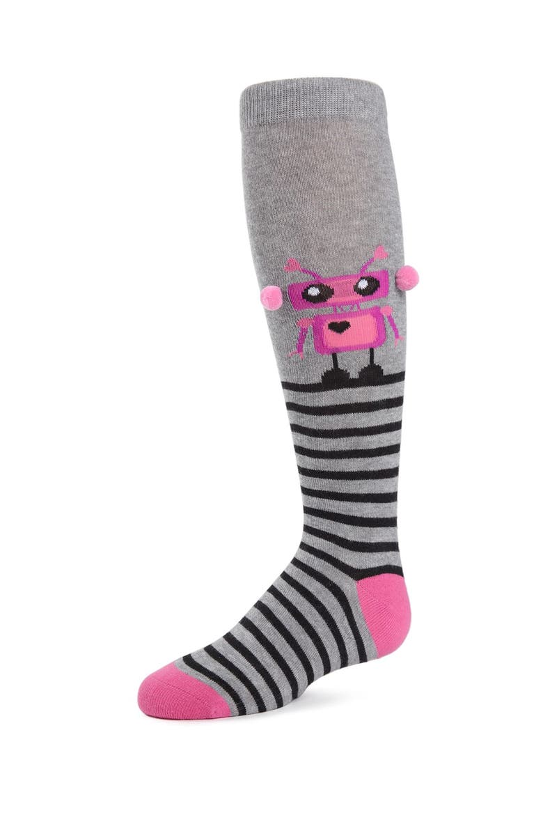 Rockin' Robots Knee Socks, Main, color, Light Gray