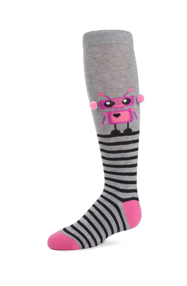 MeMoi Rockin' Robots Knee Socks, Main, color, Light Gray